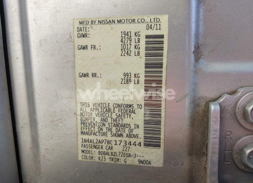 Photo 9 of 2011 Nissan Altima 2.5 S (VIN 1N4AL2AP7BC173444)