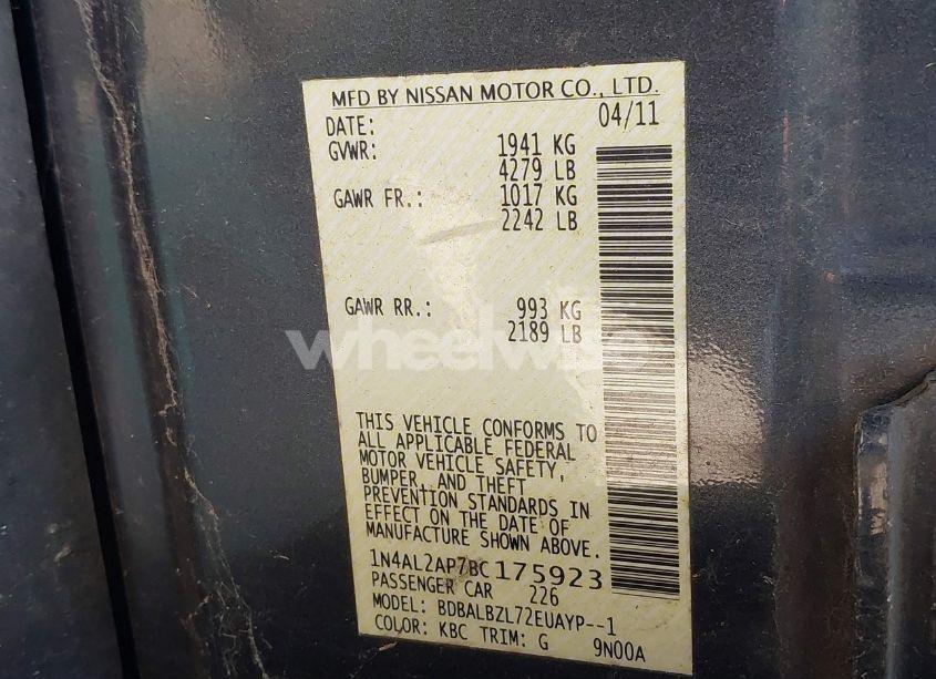 Photo 9 of 2011 Nissan Altima 2.5 S (VIN 1N4AL2AP7BC175923)