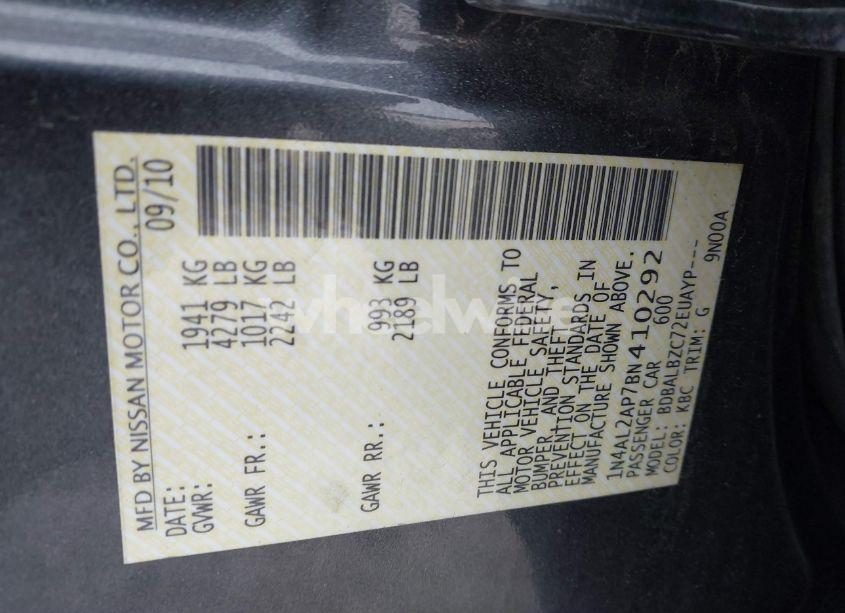 Photo 9 of 2011 Nissan Altima 2.5 S (VIN 1N4AL2AP7BN410292)