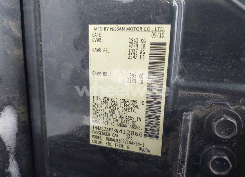 Photo 9 of 2011 Nissan Altima 2.5 S (VIN 1N4AL2AP7BN412866)