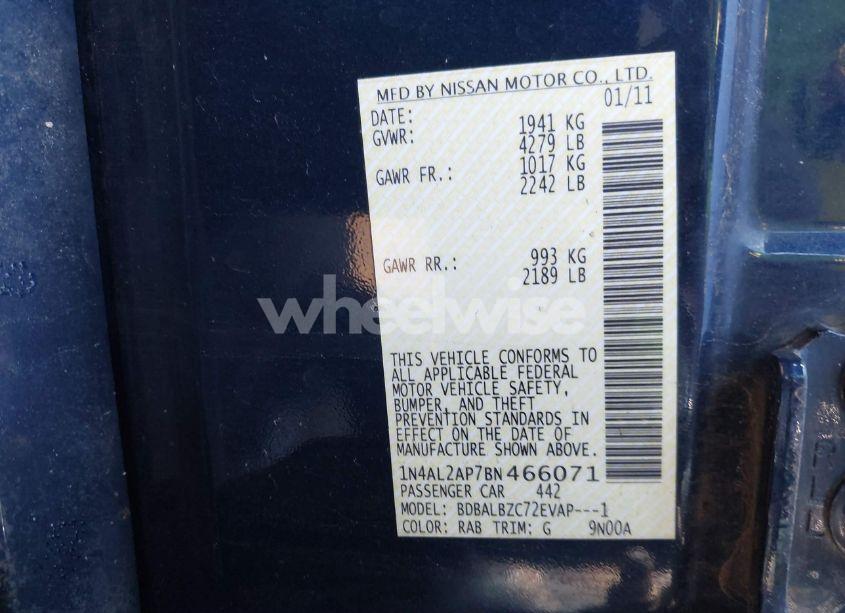 Photo 9 of 2011 Nissan Altima 2.5 S (VIN 1N4AL2AP7BN466071)