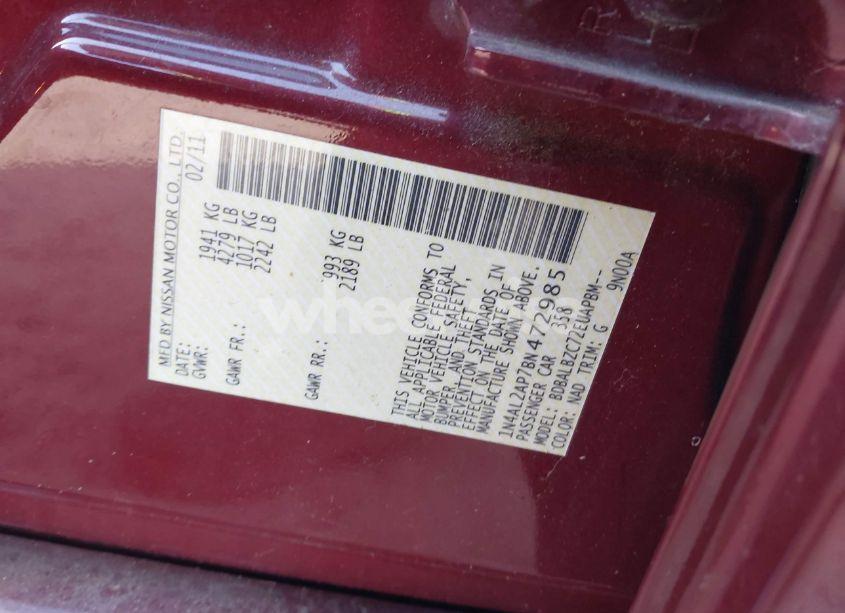 Photo 9 of 2011 Nissan Altima 2.5 S (VIN 1N4AL2AP7BN472985)