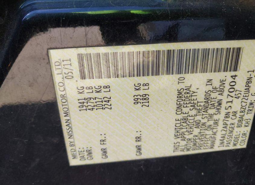 Photo 9 of 2011 Nissan Altima 2.5 S (VIN 1N4AL2AP7BN517004)