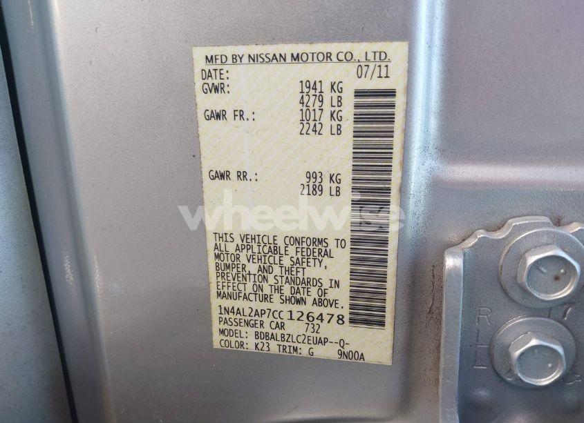 Photo 9 of 2012 Nissan Altima 2.5 S (VIN 1N4AL2AP7CC126478)