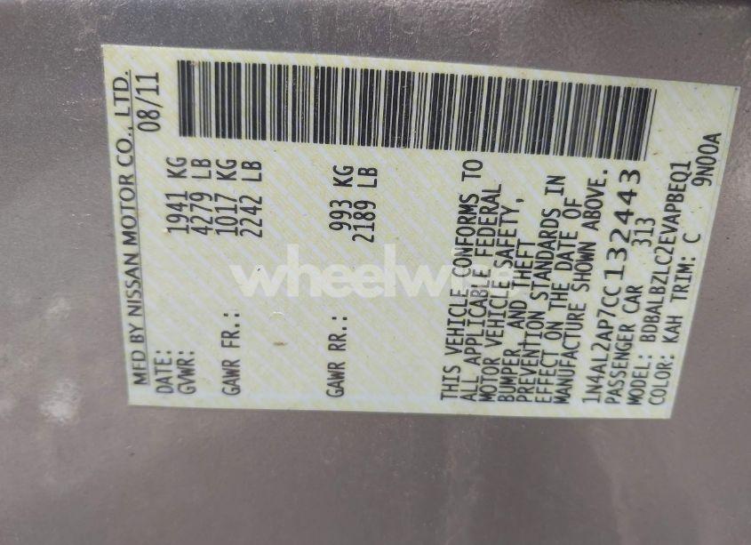 Photo 9 of 2012 Nissan Altima 2.5 S (VIN 1N4AL2AP7CC132443)