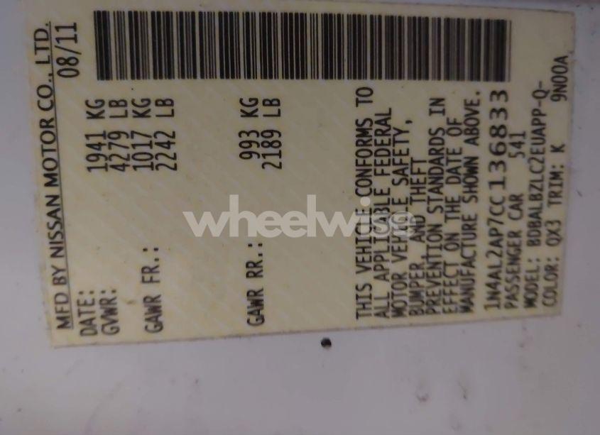 Photo 9 of 2012 Nissan Altima 2.5 S (VIN 1N4AL2AP7CC136833)