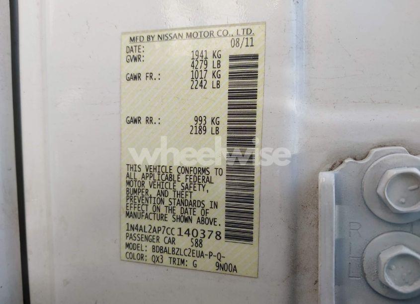 Photo 9 of 2012 Nissan Altima 2.5 S (VIN 1N4AL2AP7CC140378)