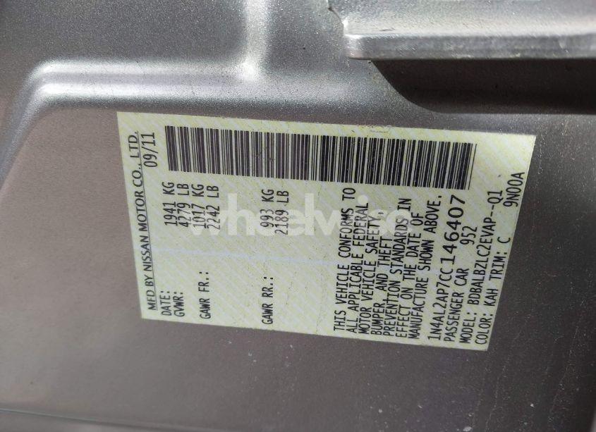 Photo 9 of 2012 Nissan Altima 2.5 S (VIN 1N4AL2AP7CC146407)