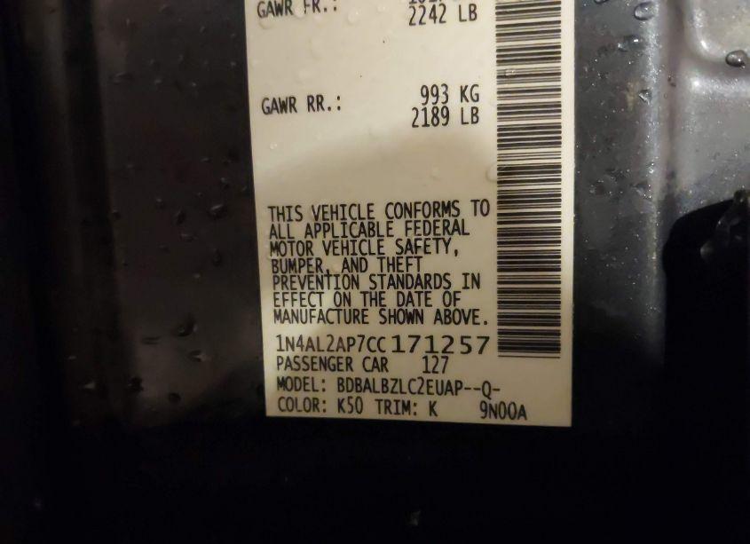 Photo 9 of 2012 Nissan Altima 2.5 S (VIN 1N4AL2AP7CC171257)