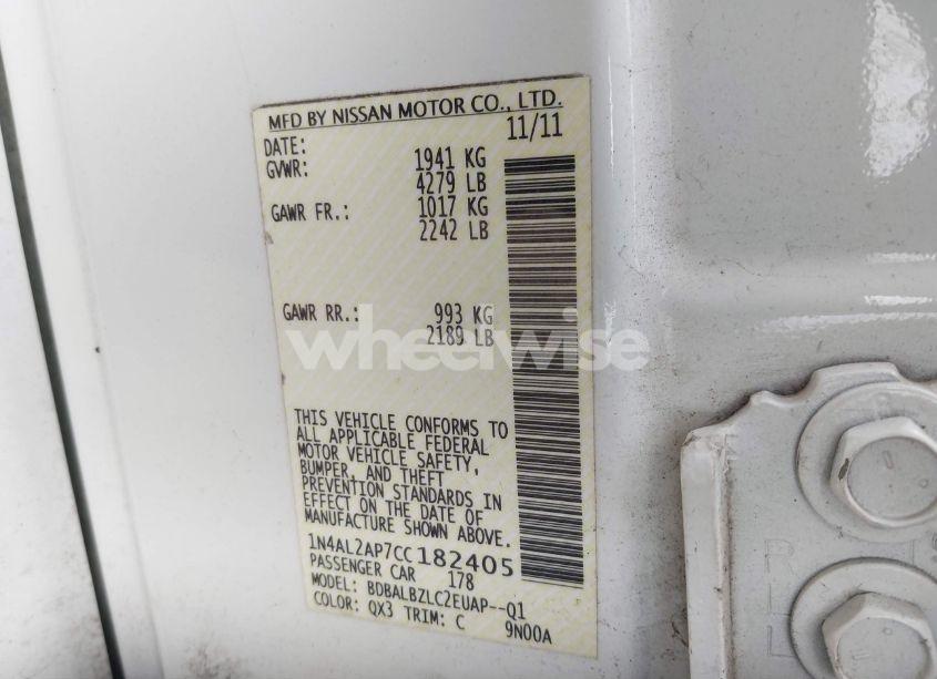 Photo 9 of 2012 Nissan Altima 2.5 S (VIN 1N4AL2AP7CC182405)