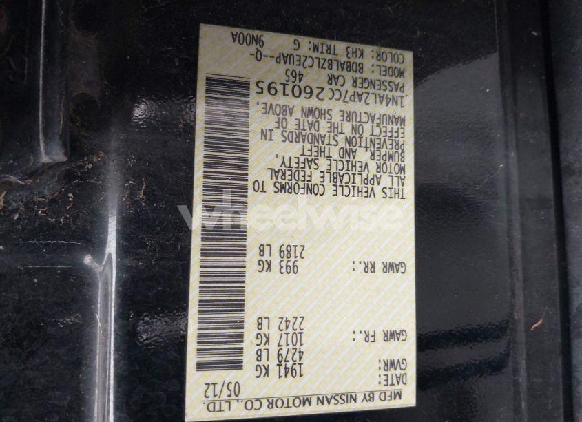 Photo 9 of 2012 Nissan Altima 2.5 S (VIN 1N4AL2AP7CC260195)