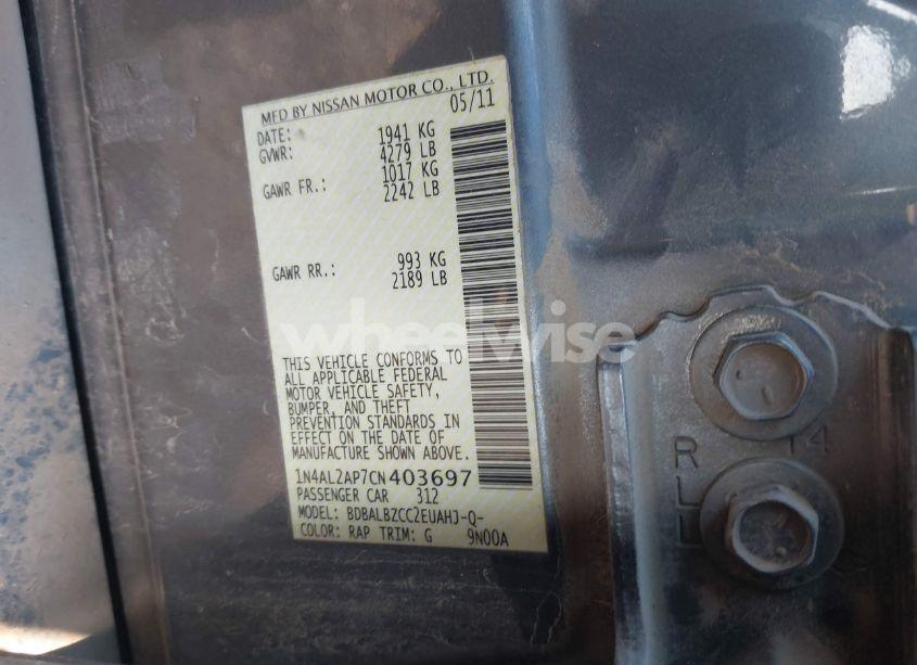 Photo 9 of 2012 Nissan Altima 2.5 S (VIN 1N4AL2AP7CN403697)