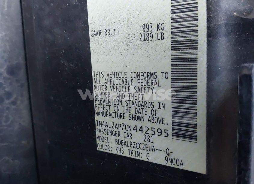 Photo 9 of 2012 Nissan Altima 2.5 S (VIN 1N4AL2AP7CN442595)