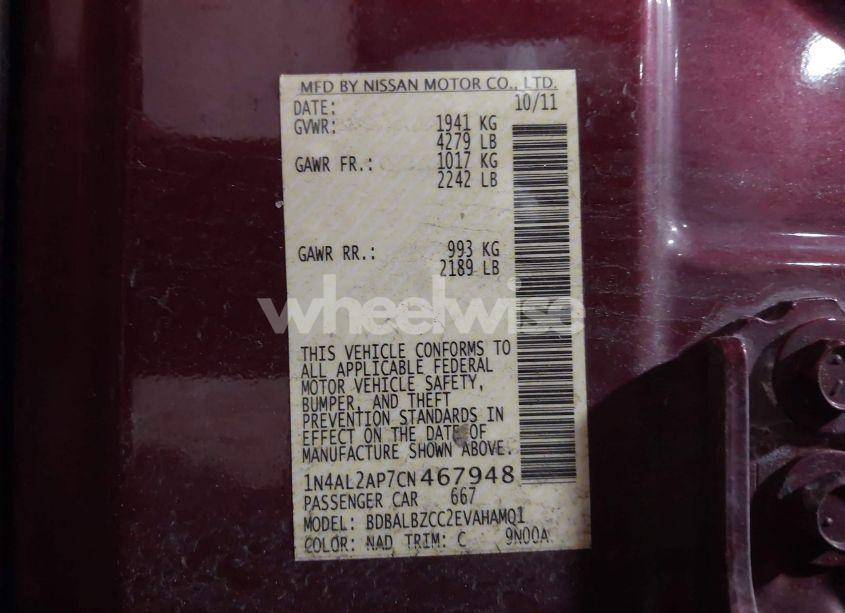 Photo 9 of 2012 Nissan Altima 2.5 S (VIN 1N4AL2AP7CN467948)