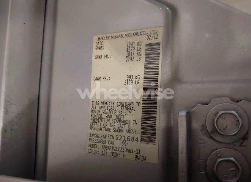 Photo 9 of 2012 Nissan Altima 2.5 S (VIN 1N4AL2AP7CN521684)