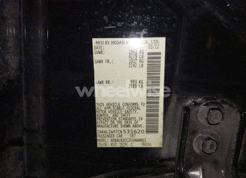 Photo 9 of 2012 Nissan Altima 2.5 S (VIN 1N4AL2AP7CN535620)