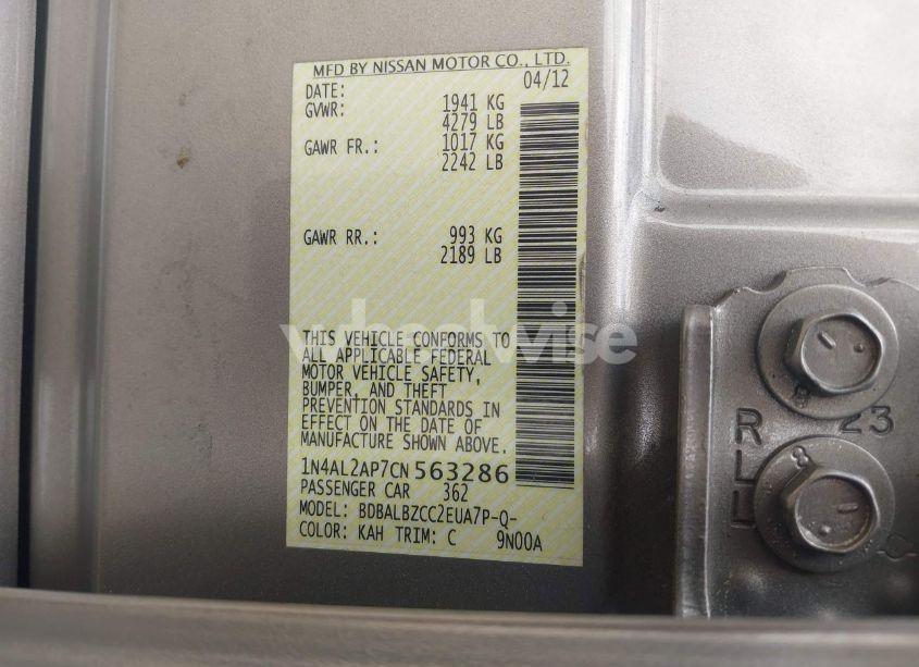 Photo 9 of 2012 Nissan Altima 2.5 S (VIN 1N4AL2AP7CN563286)