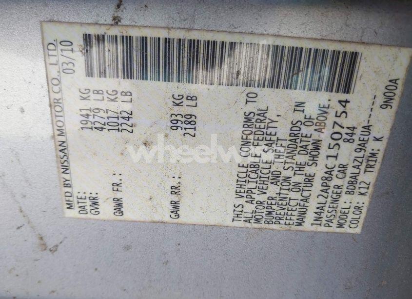 Photo 9 of 2010 Nissan Altima 2.5 (VIN 1N4AL2AP8AC150754)