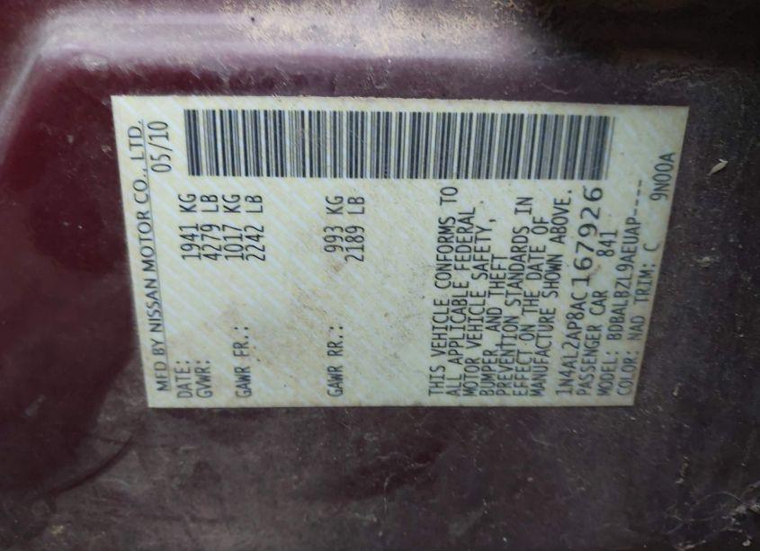 Photo 9 of 2010 Nissan Altima 2.5 S (VIN 1N4AL2AP8AC167926)