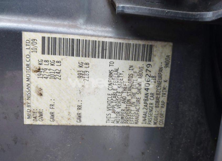 Photo 9 of 2010 Nissan Altima 2.5 S (VIN 1N4AL2AP8AN406279)