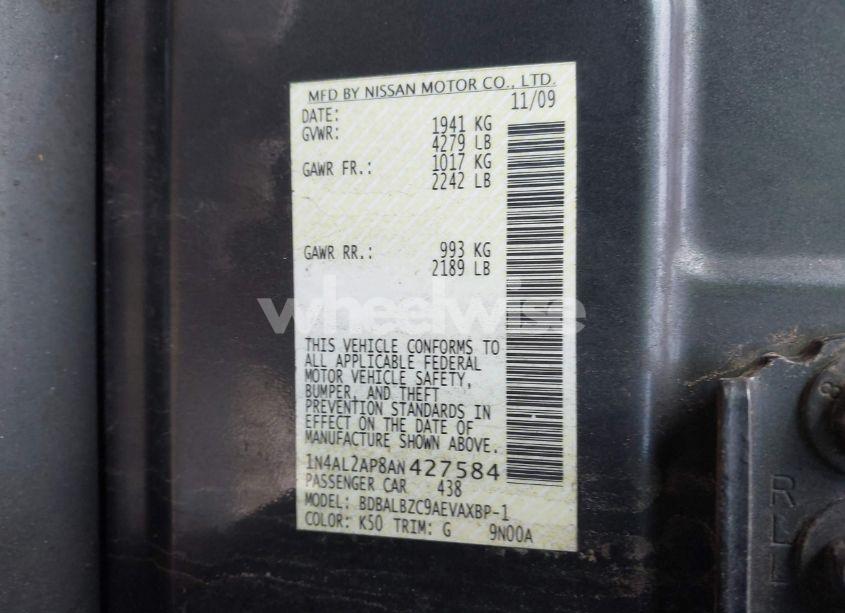 Photo 9 of 2010 Nissan Altima 2.5 SL (VIN 1N4AL2AP8AN427584)