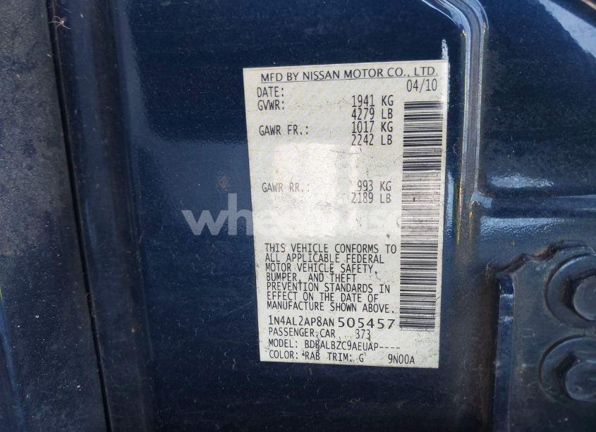 Photo 9 of 2010 Nissan Altima 2.5 S (VIN 1N4AL2AP8AN505457)