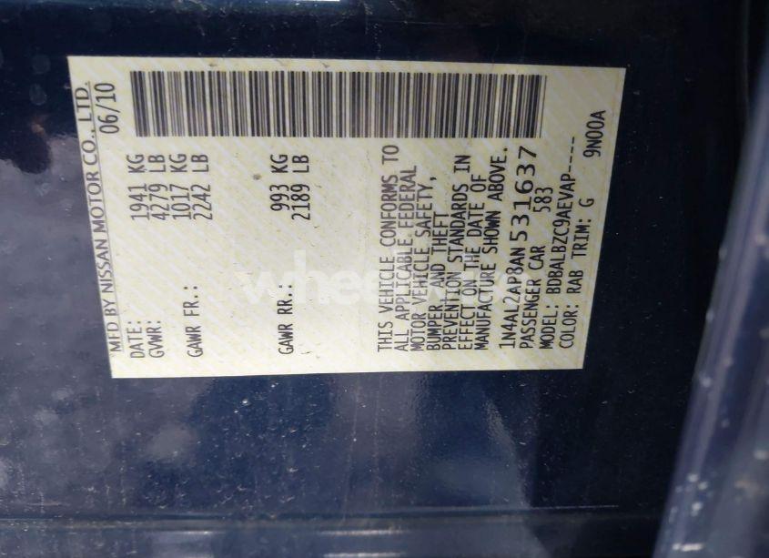 Photo 9 of 2010 Nissan Altima 2.5 S (VIN 1N4AL2AP8AN531637)