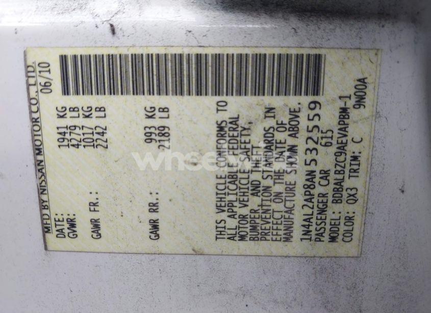 Photo 9 of 2010 Nissan Altima 2.5 S (VIN 1N4AL2AP8AN532559)