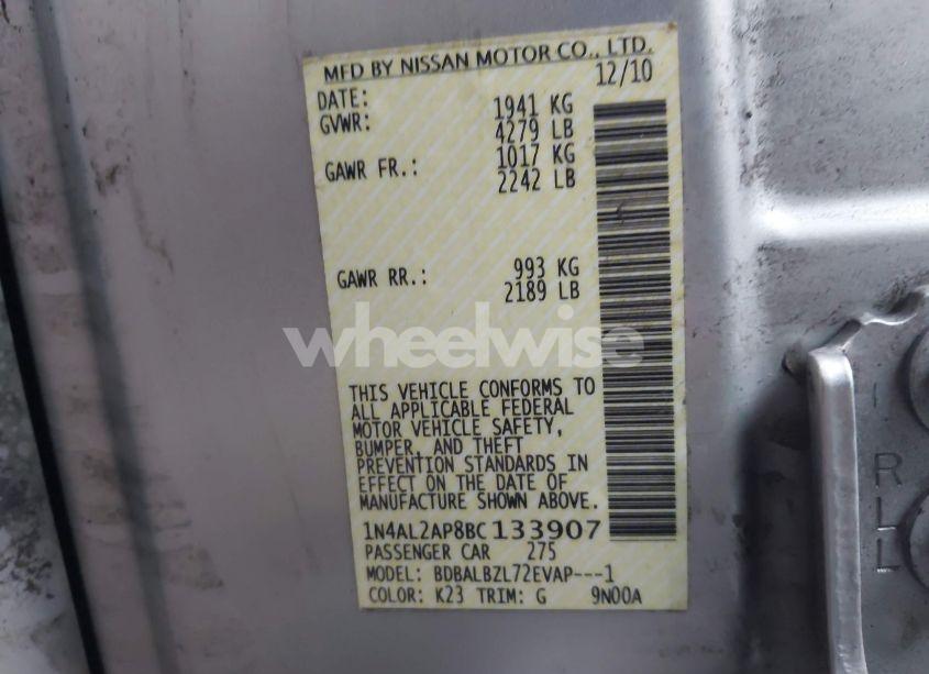 Photo 9 of 2011 Nissan Altima 2.5 S (VIN 1N4AL2AP8BC133907)