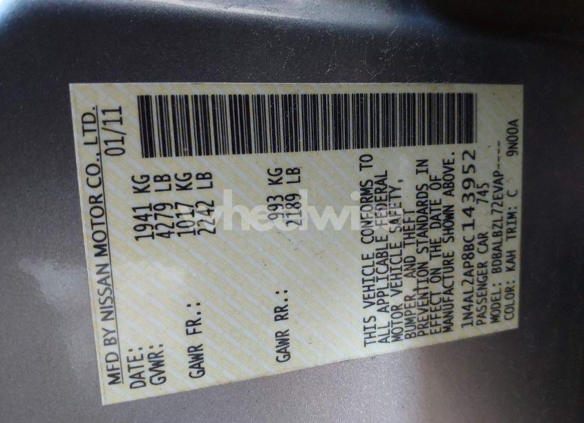 Photo 9 of 2011 Nissan Altima 2.5 S (VIN 1N4AL2AP8BC143952)