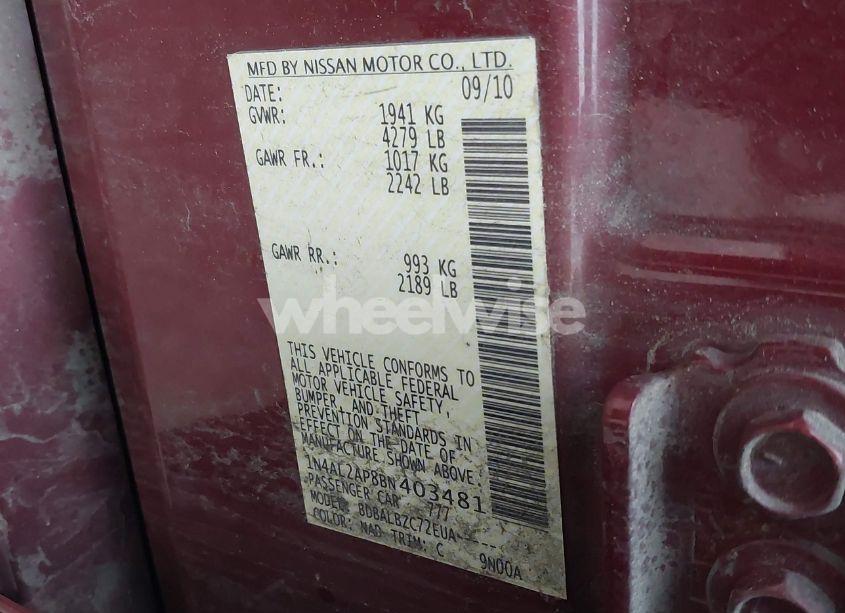 Photo 9 of 2011 Nissan Altima 2.5 S (VIN 1N4AL2AP8BN403481)