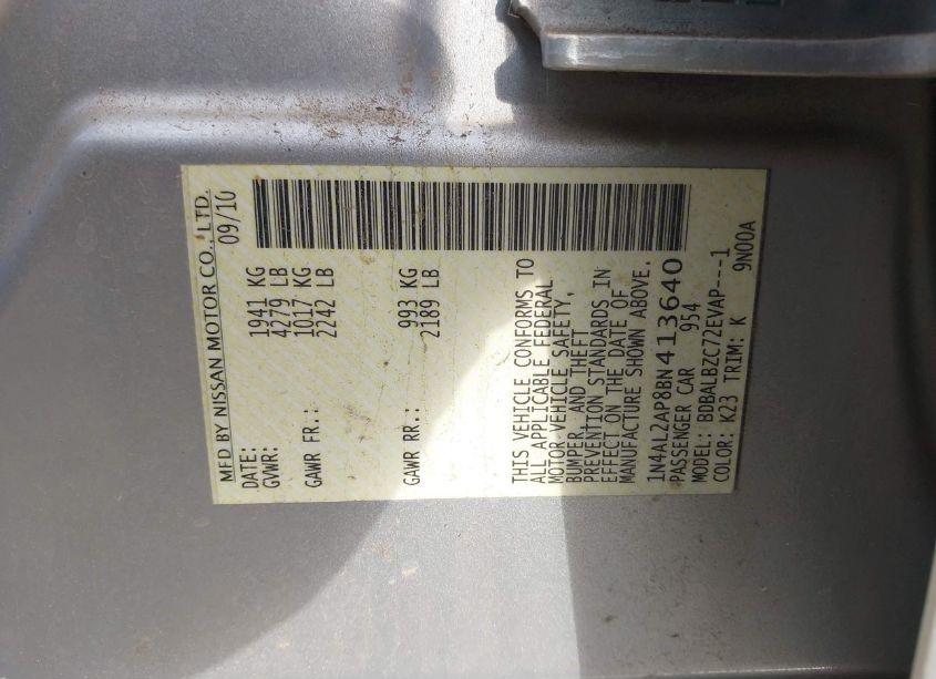 Photo 9 of 2011 Nissan Altima 2.5 S (VIN 1N4AL2AP8BN413640)