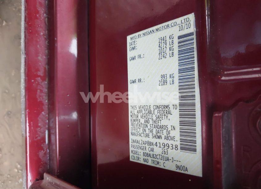 Photo 9 of 2011 Nissan Altima 2.5 S (VIN 1N4AL2AP8BN419938)