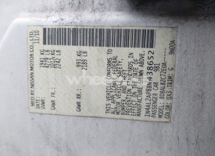 Photo 9 of 2011 Nissan Altima 2.5 S (VIN 1N4AL2AP8BN438652)