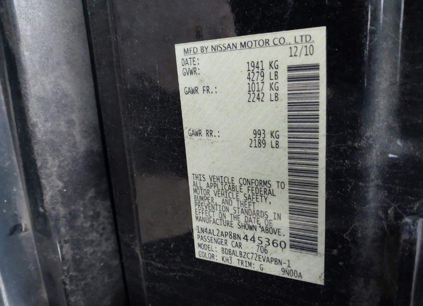 Photo 9 of 2011 Nissan Altima 2.5 S (VIN 1N4AL2AP8BN445360)