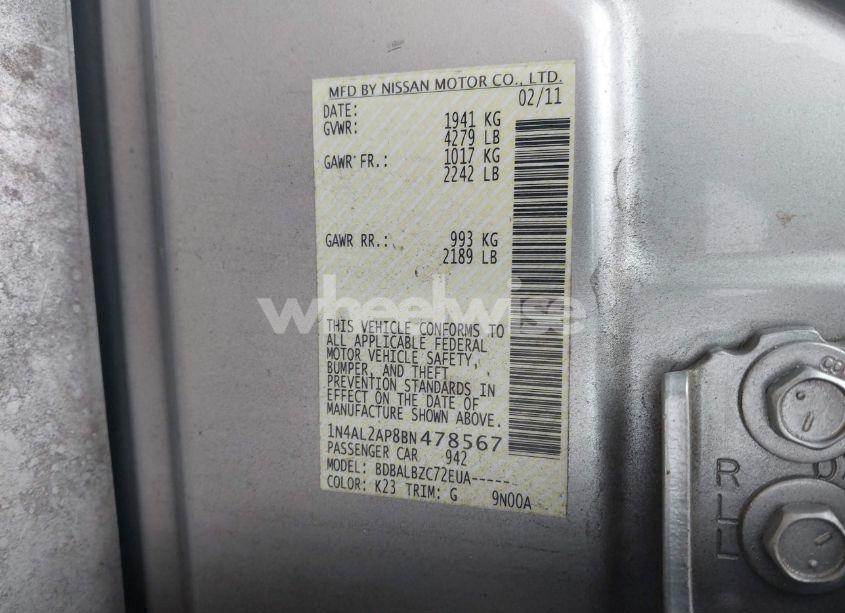 Photo 9 of 2011 Nissan Altima 2.5 S (VIN 1N4AL2AP8BN478567)