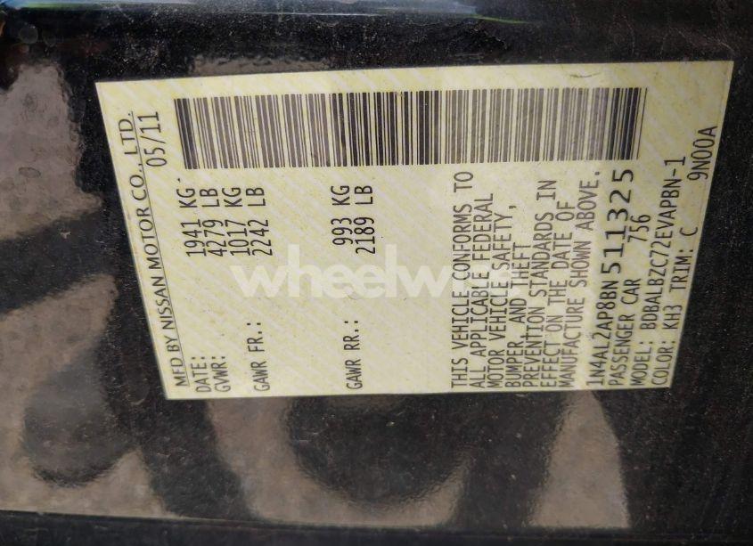 Photo 9 of 2011 Nissan Altima 2.5 S (VIN 1N4AL2AP8BN511325)