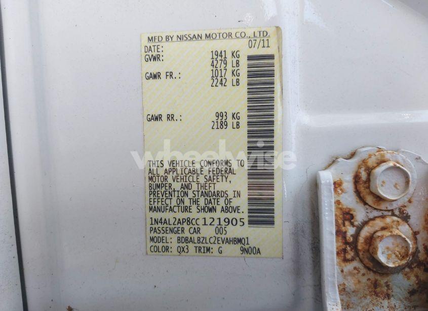 Photo 9 of 2012 Nissan Altima 2.5 S (VIN 1N4AL2AP8CC121905)