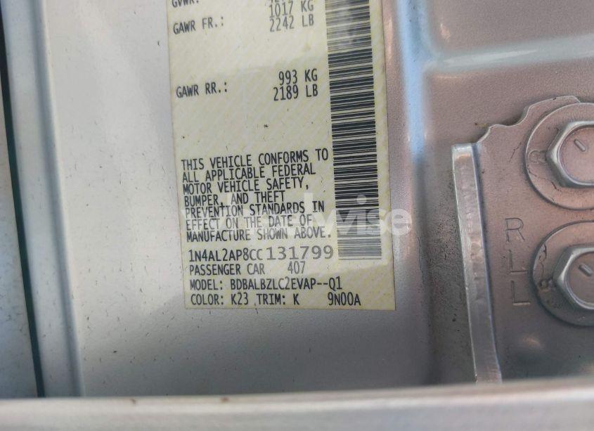 Photo 9 of 2012 Nissan Altima 2.5 S (VIN 1N4AL2AP8CC131799)