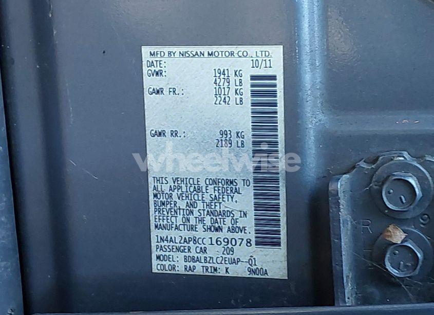 Photo 9 of 2012 Nissan Altima 2.5 S (VIN 1N4AL2AP8CC169078)