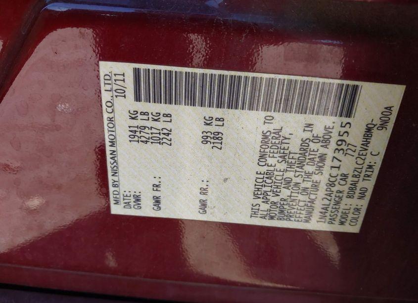 Photo 9 of 2012 Nissan Altima 2.5 S (VIN 1N4AL2AP8CC173955)