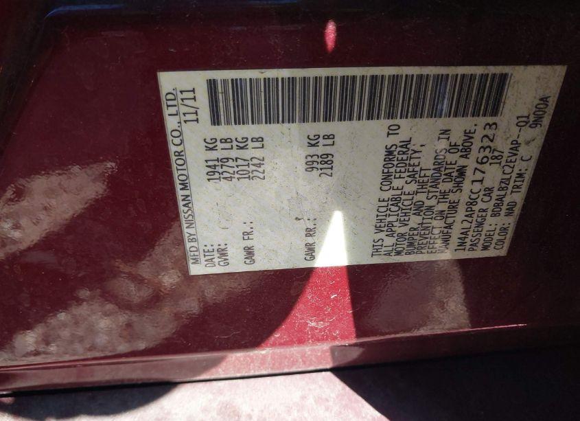 Photo 9 of 2012 Nissan Altima 2.5 S (VIN 1N4AL2AP8CC176323)