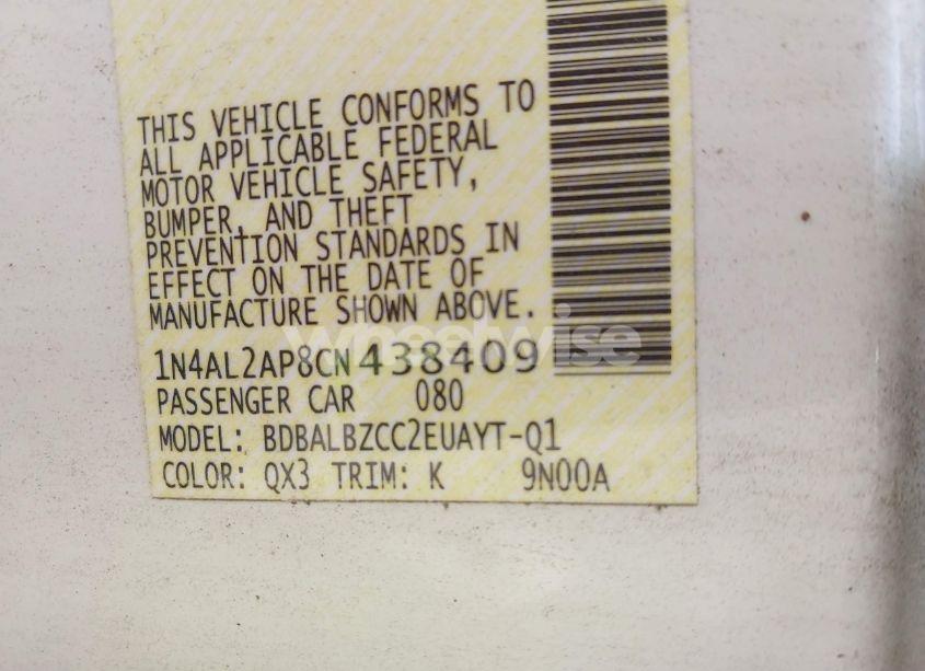 Photo 9 of 2012 Nissan Altima 2.5 S (VIN 1N4AL2AP8CN438409)