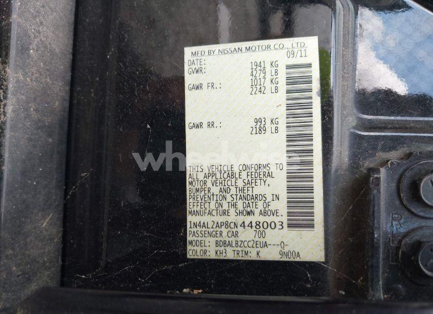 Photo 9 of 2012 Nissan Altima 2.5 S (VIN 1N4AL2AP8CN448003)