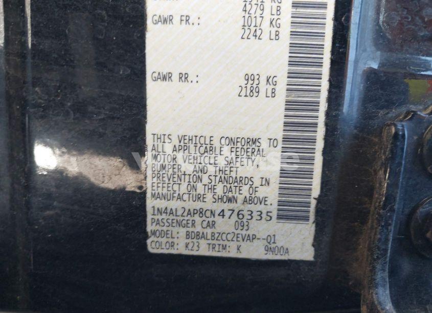 Photo 9 of 2012 Nissan Altima 2.5 S (VIN 1N4AL2AP8CN476335)