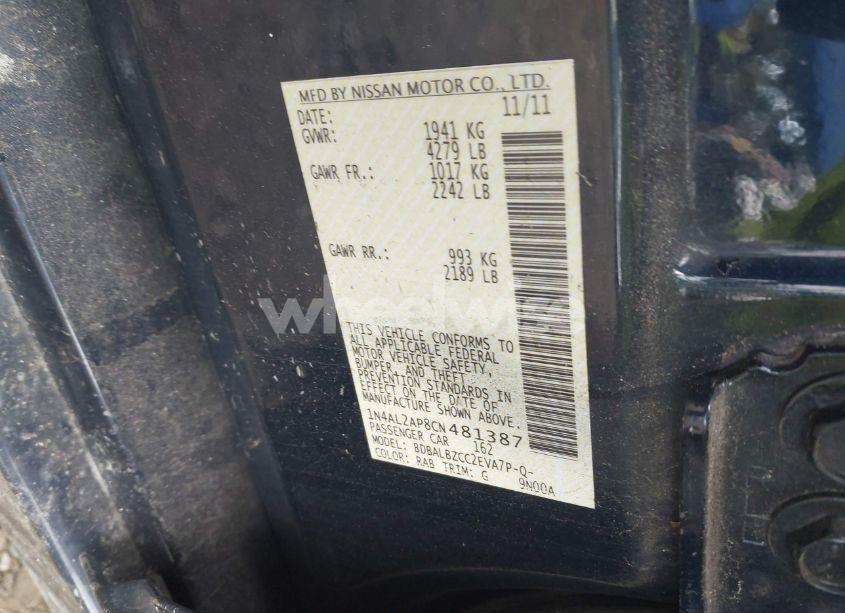 Photo 9 of 2012 Nissan Altima 2.5 S (VIN 1N4AL2AP8CN481387)