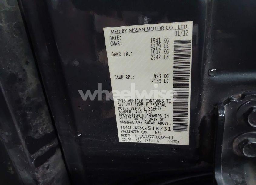 Photo 9 of 2012 Nissan Altima 2.5 S (VIN 1N4AL2AP8CN518731)