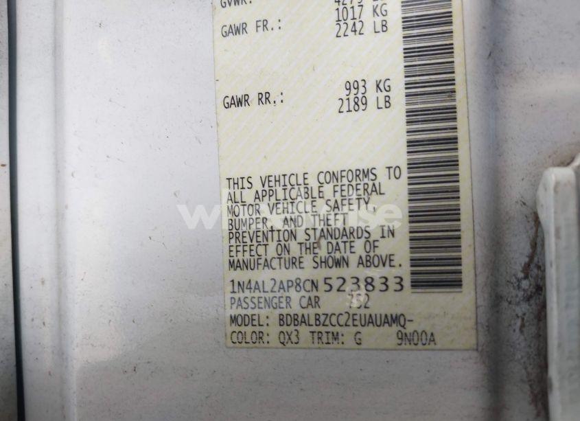 Photo 9 of 2012 Nissan Altima 2.5 S (VIN 1N4AL2AP8CN523833)