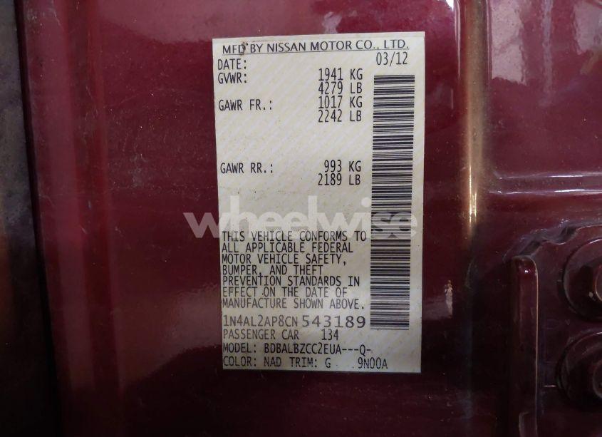 Photo 9 of 2012 Nissan Altima 2.5 S (VIN 1N4AL2AP8CN543189)