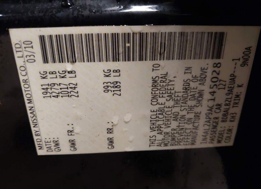 Photo 9 of 2010 Nissan Altima 2.5 S (VIN 1N4AL2AP9AC145028)